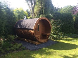 Barrelsauna thermowood L300 D197 - incl. terras
